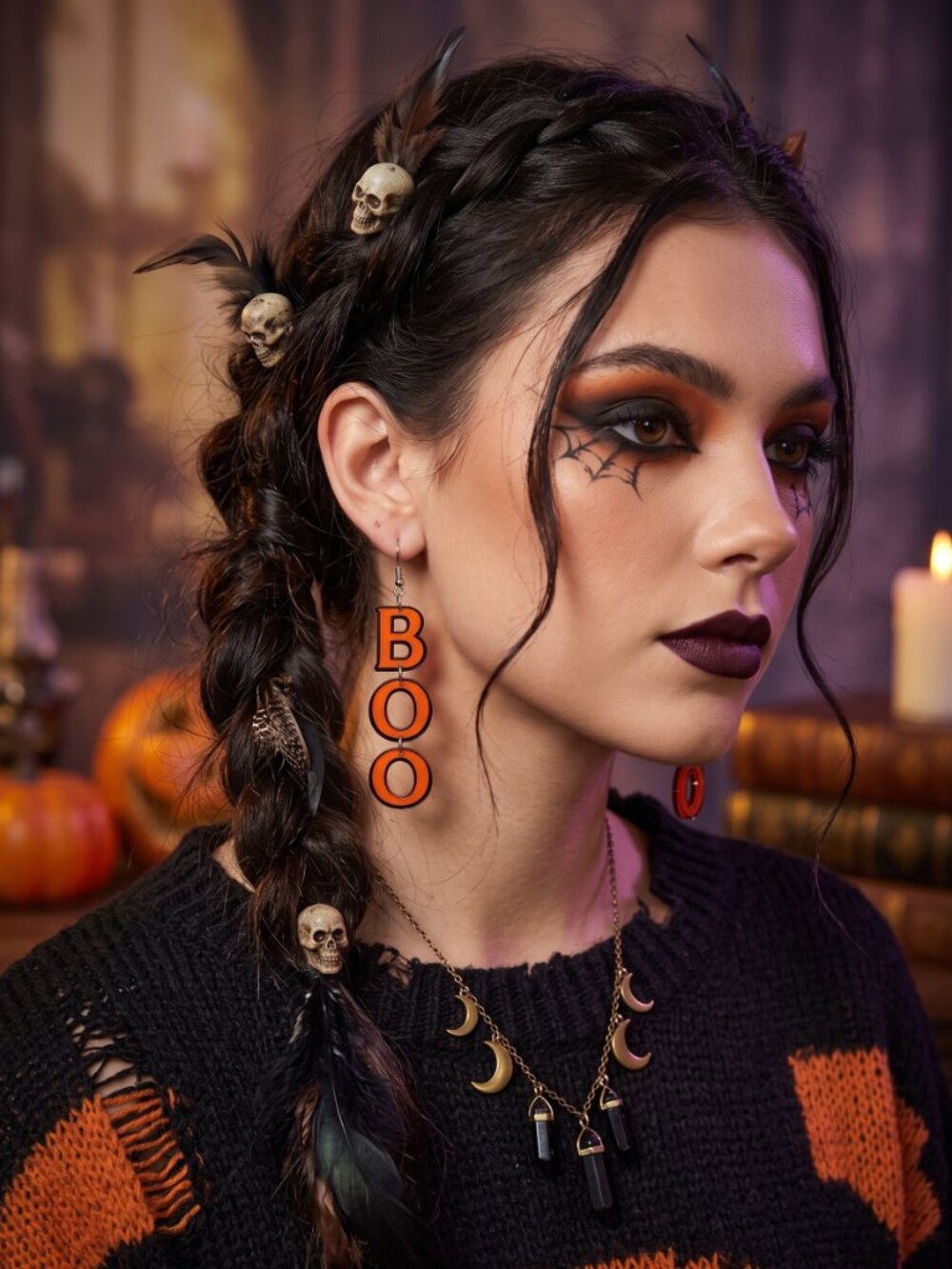 Spooky Orange Acrylic BOO Dangle Earrings | Halloween Statement Jewelry